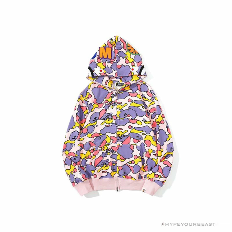BAPE Shark Head STA Star Camouflage Hoodie ‘PINK’