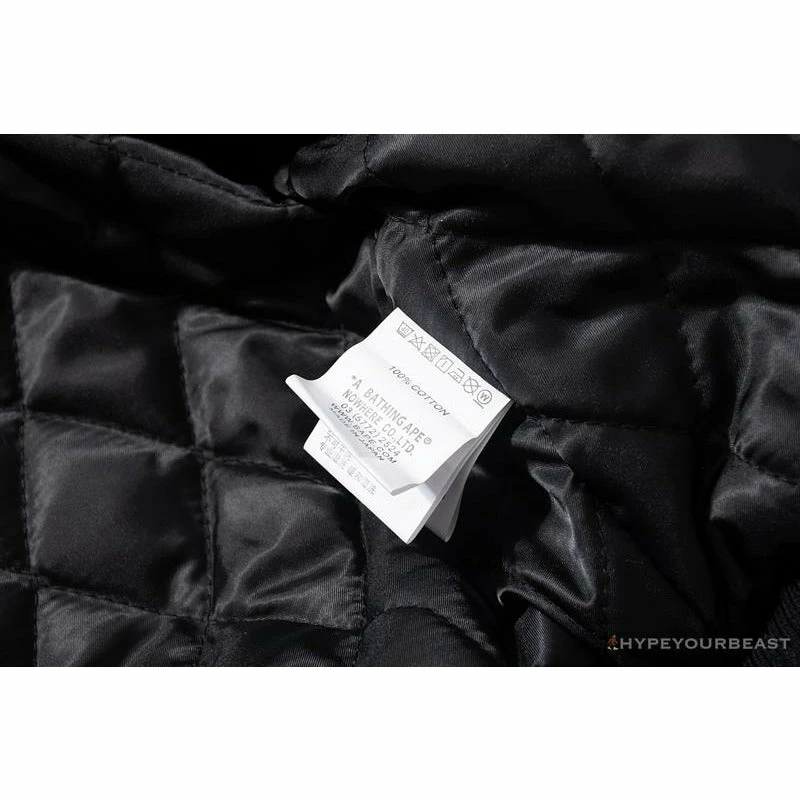BAPE Embroidered STA Star Stitched Woolen Baseball Jacket ‘BLACK’
