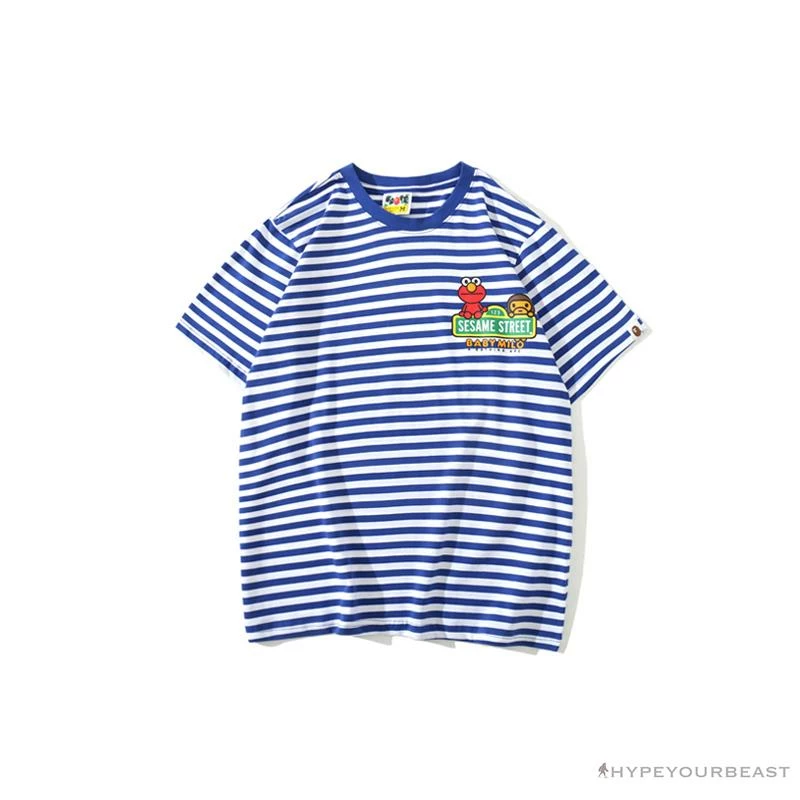 Clothes BAPE Baby Milo Sesame Street Striped Tee Shirt ‘BLUE’