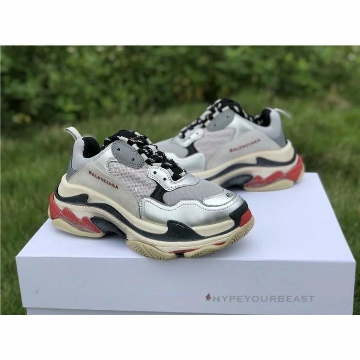Ba*len*cia*ga bcg triple s sneakers silver grey red