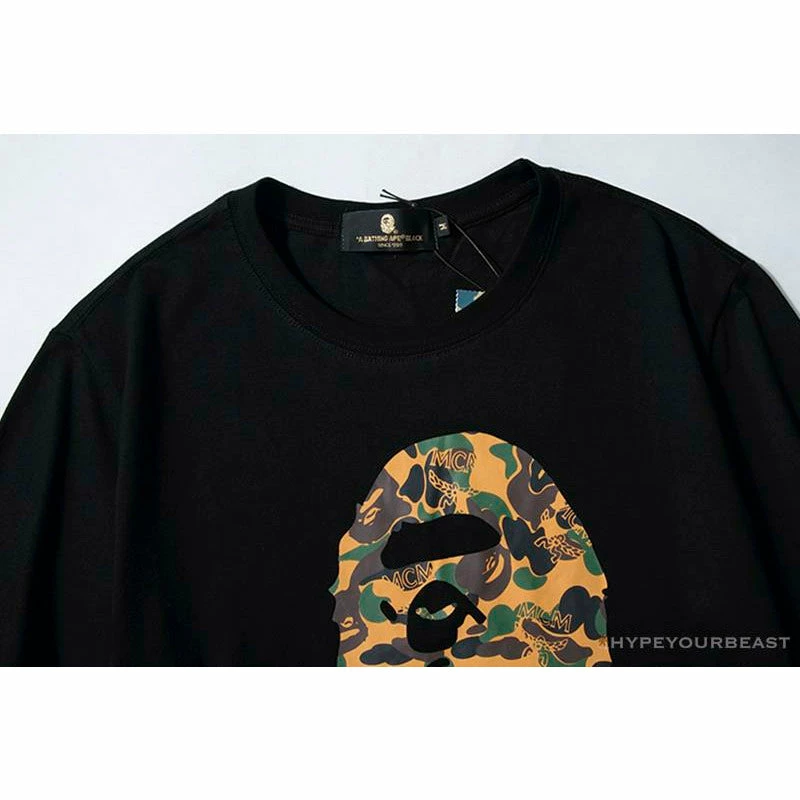 BAPE X MCM Camouflage Ape Head Tee Shirt ‘BLACK’