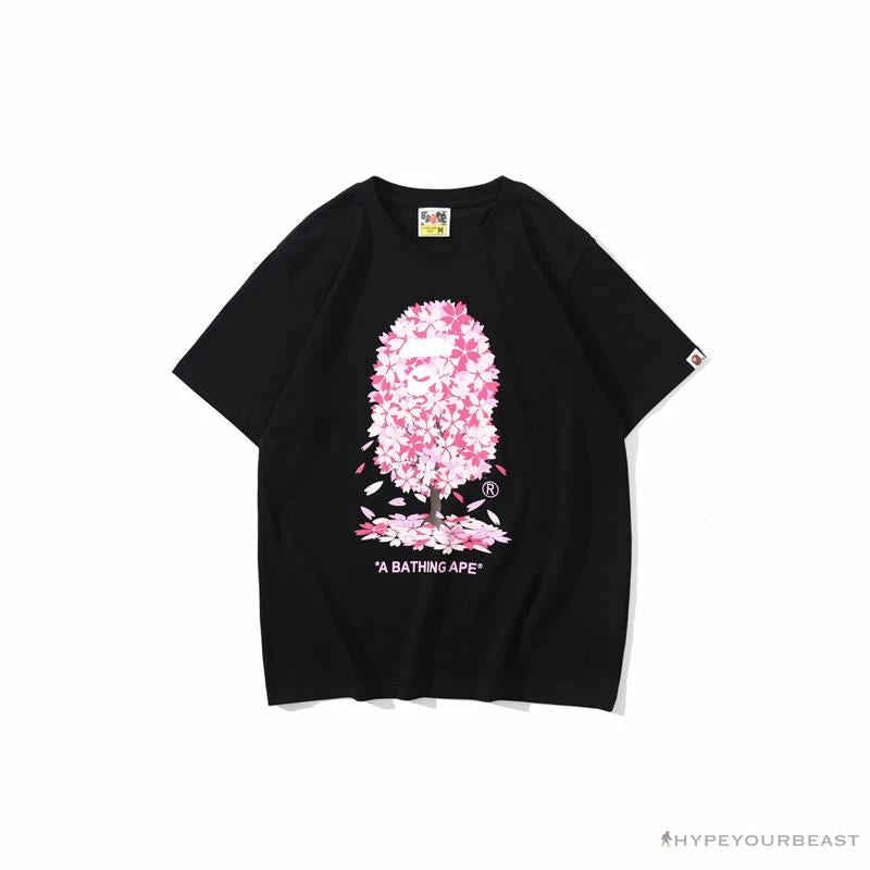 BAPE Japan Limited Edition Pink Cherry Tree Tee Shirt ‘BLACK’ Clothes