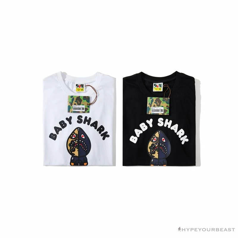 Clothes BAPE Baby Shark Blue Shark Tee Shirt ‘WHITE’