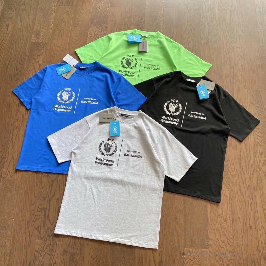 bcg S*pport word food programme tee shirt blue