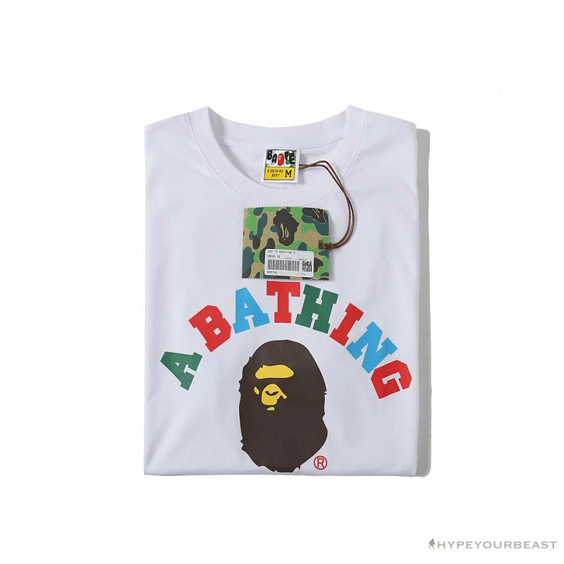 Clothes BAPE Little Ape Head Colorful Classic Tee Shirt ‘WHITE’