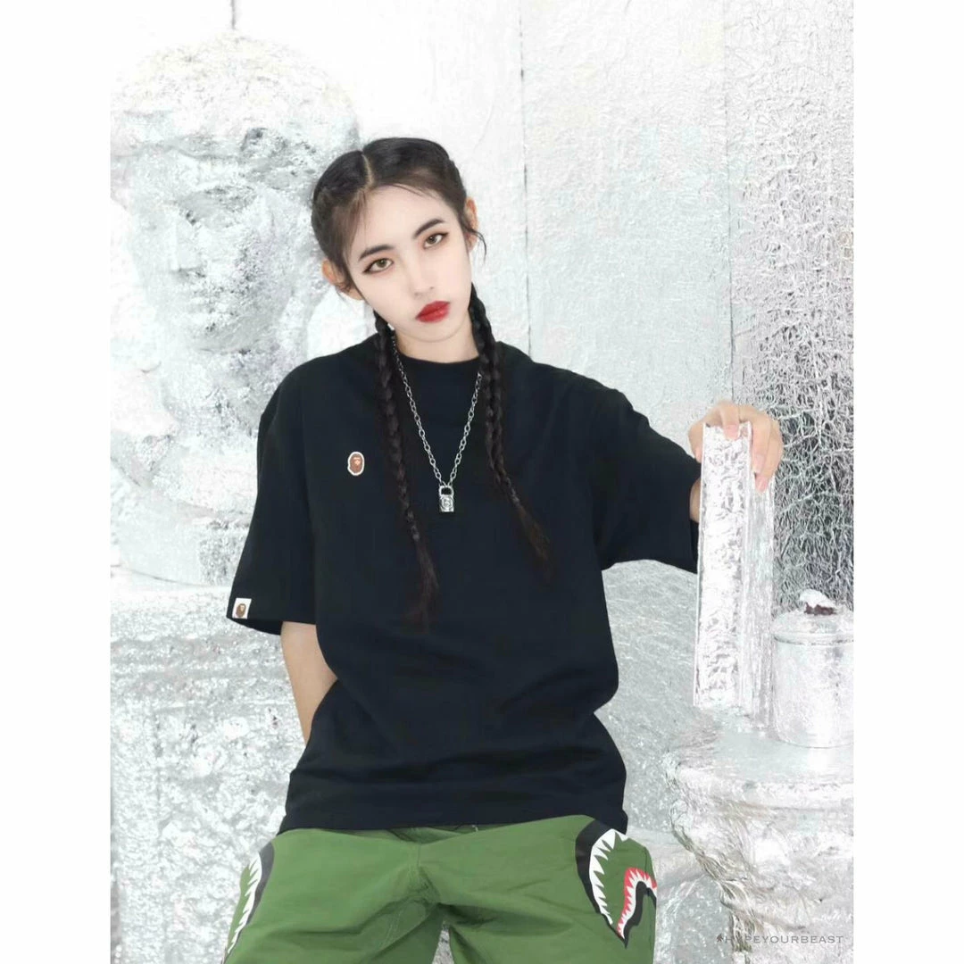 Clothes BAPE Classic Embroidered Logo Ape Head Tee Shirt ‘BLACK’