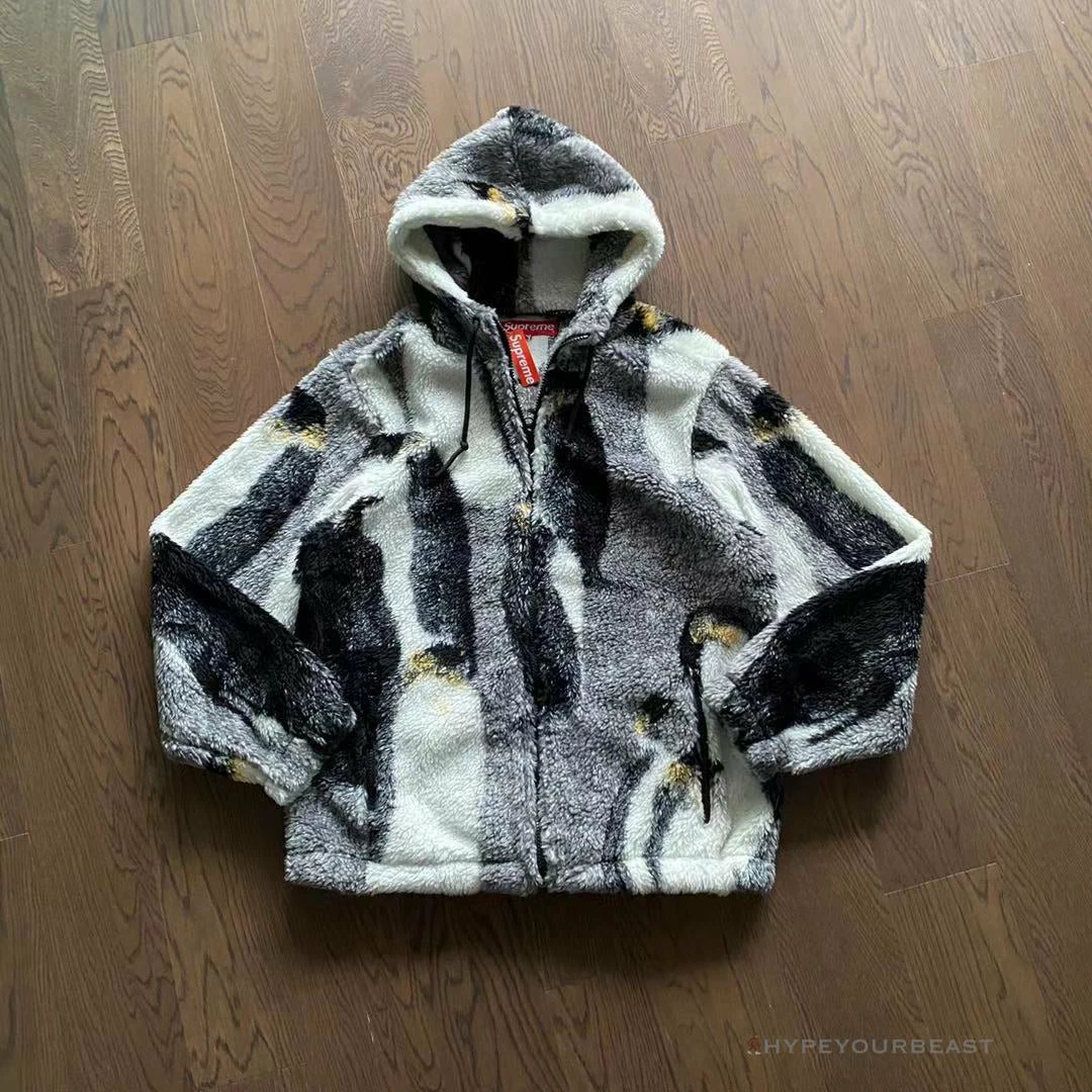 hypeyourbeast S*p*e penguins hooded fleece jacket black hoodies & jackets