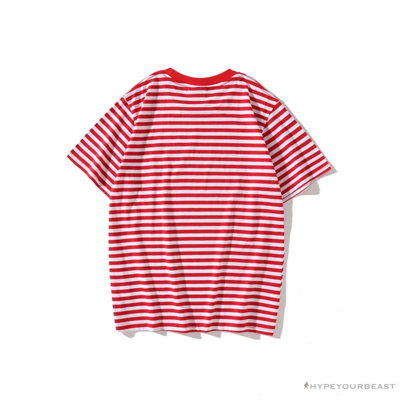 BAPE Baby Milo Rock Bass Player Striped Tee Shirt ‘RED’ Clothes