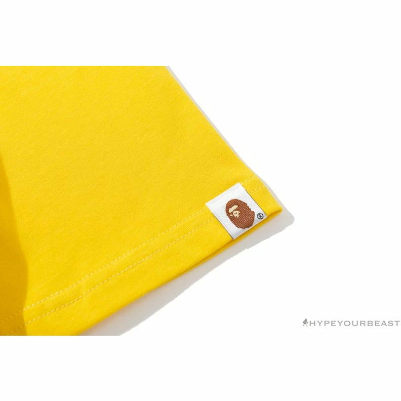 BAPE KIDS Small Net Pocket Ape Man Head Tee Shirt ‘YELLOW’ Clothes