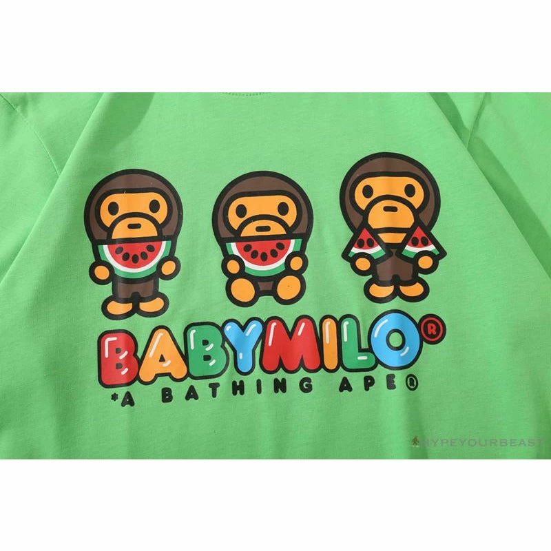 Clothes BAPE Baby Milo Watermelon Little Monkey Tee Shirt ‘GREEN’