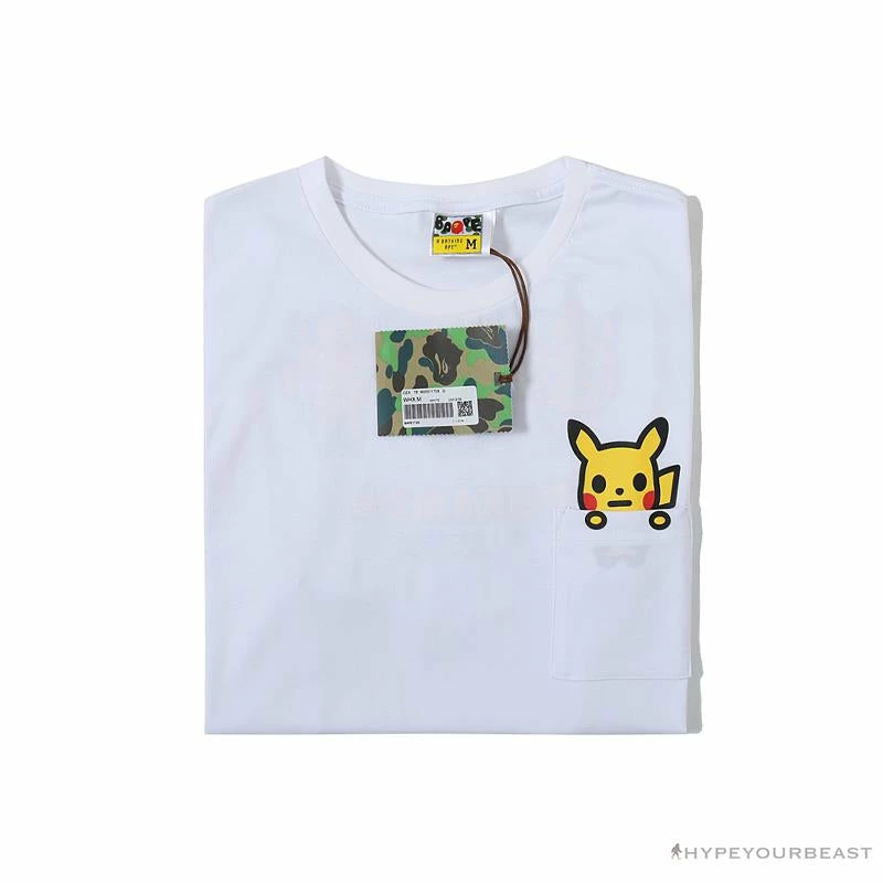 Clothes BAPE Baby Milo Pocket Pikachu Tee Shirt ‘WHITE’