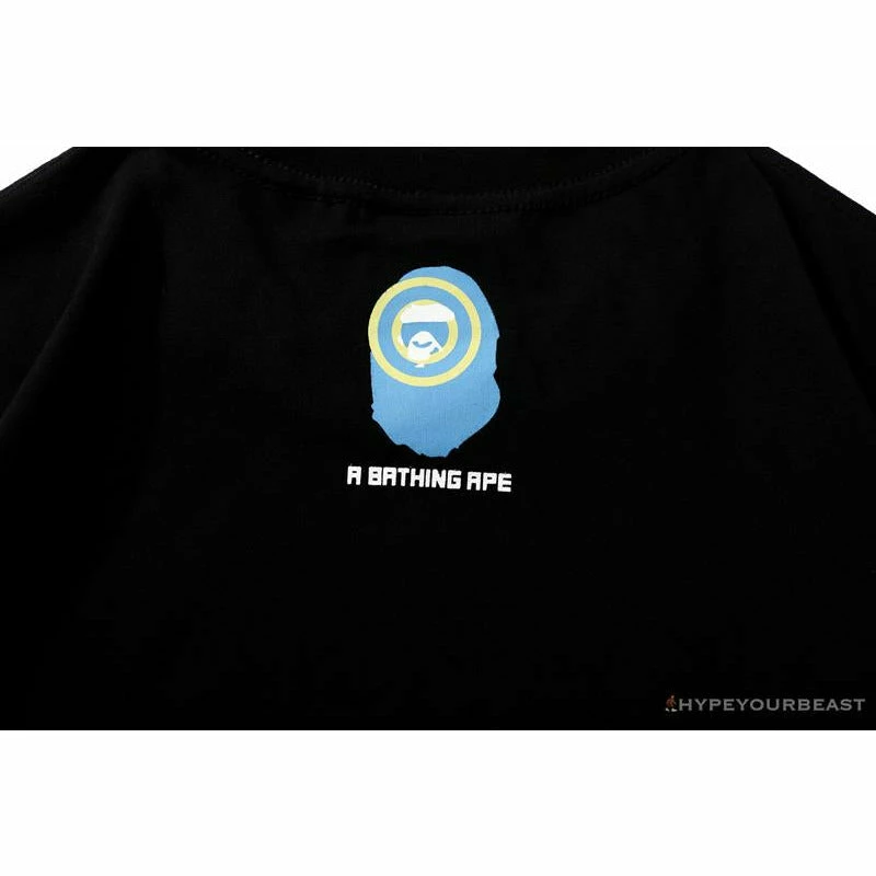 Clothes BAPE Ape Head Blue X Yellow Contrast Letter Tee Shirt