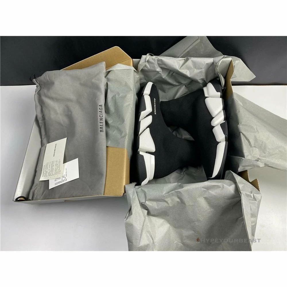 BCG Sock Sneakers Black / White Sole Balanciaga Sock Sneakers