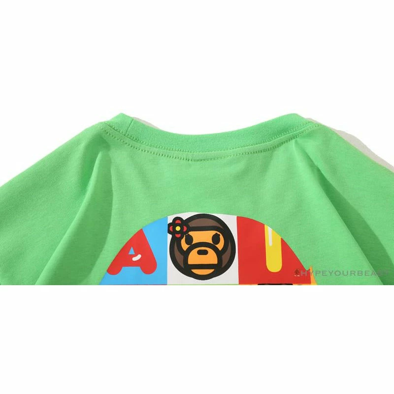 Clothes BAPE Baby Milo Color Square Ape Head Tee Shirt ‘GREEN’