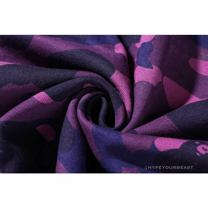 BAPE Shark Head Classic Embroidered Camouflage Zip-Up Hoodie ‘PURPLE’ Clothes