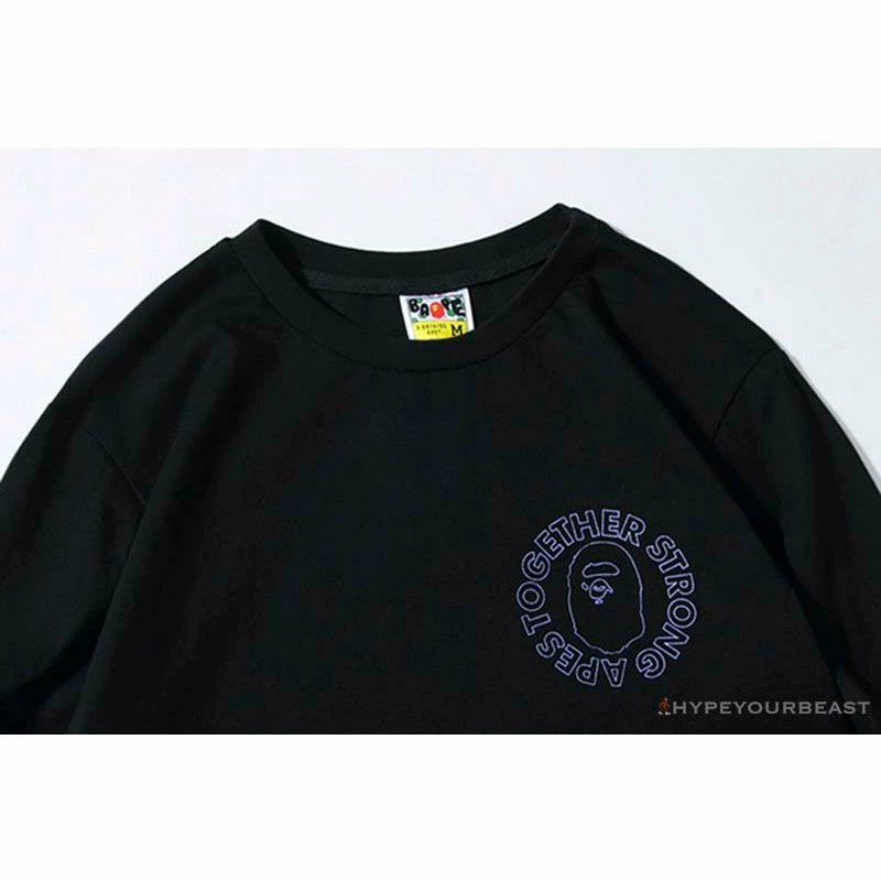 Clothes BAPE APES TOGETHER English Alphabet Ape Head Long Sleeve Shirt ‘BLACK’