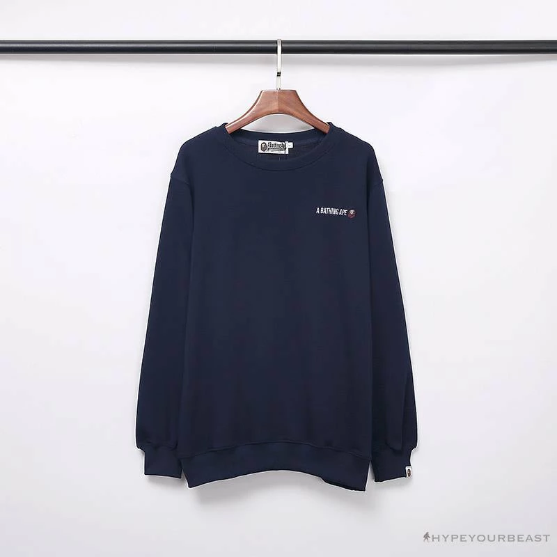 BAPE Behind The Great Ape-Man Head Long Sleeve Shirt ‘DARK BLUE’