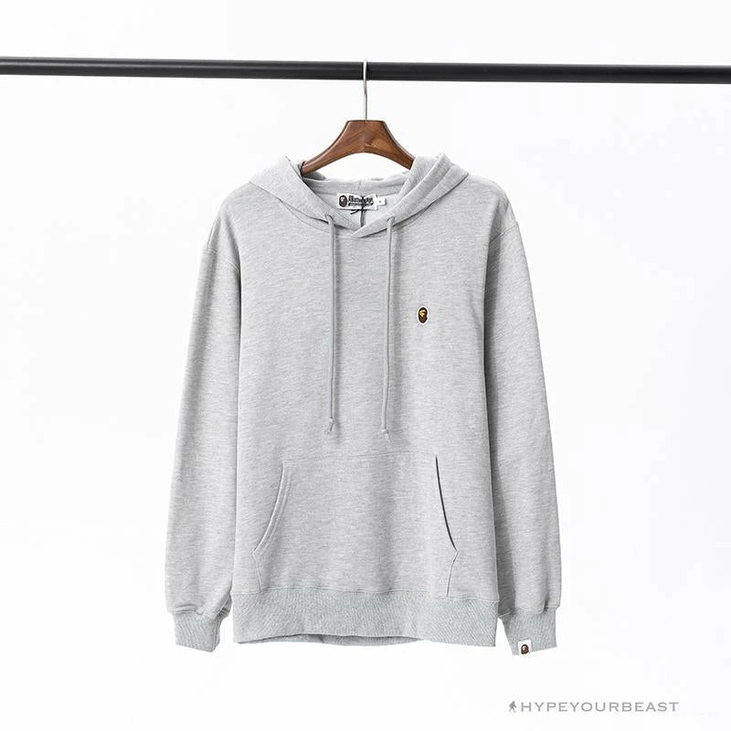 Clothes BAPE Classic Ape Head Embroidered Standard Cotton Terry Hoodie ‘LIGHT GREY’