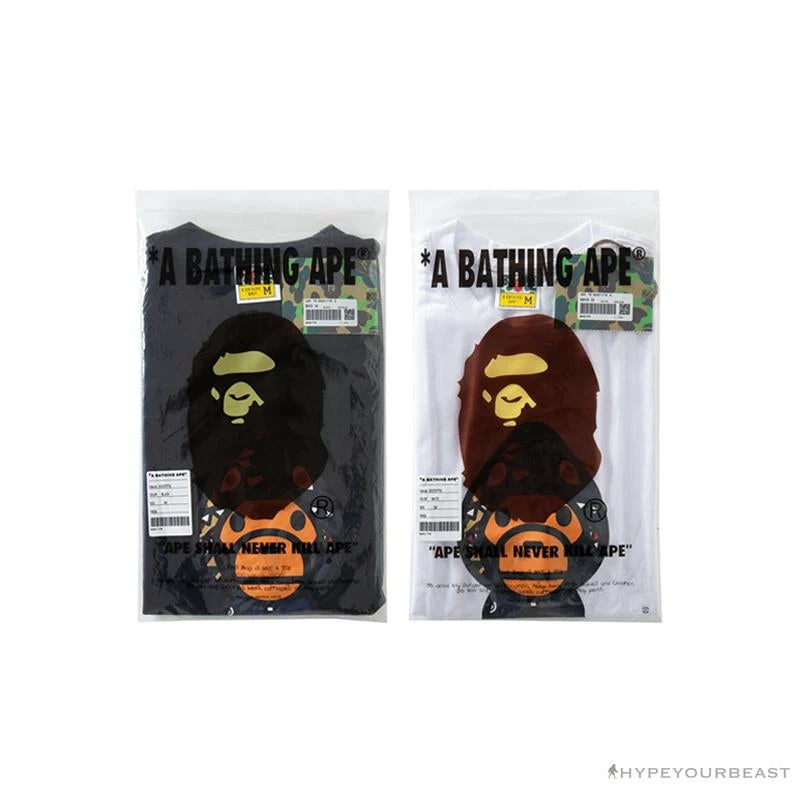 BAPE Baby Milo Blue Shark Hat Little Monkey Tee Shirt ‘WHITE’