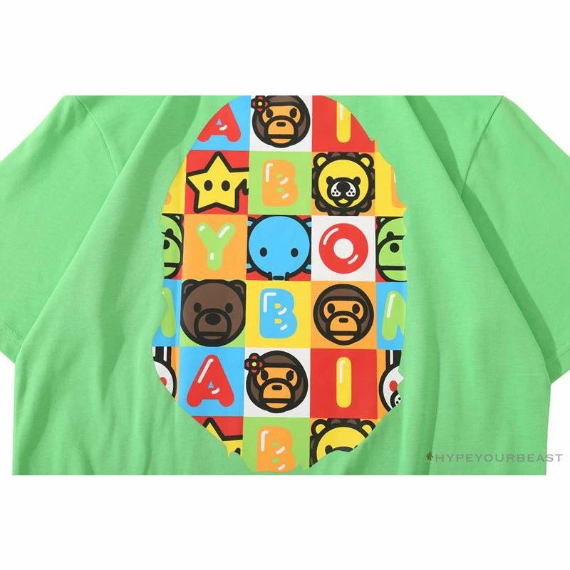 Clothes BAPE Baby Milo Color Square Ape Head Tee Shirt ‘GREEN’