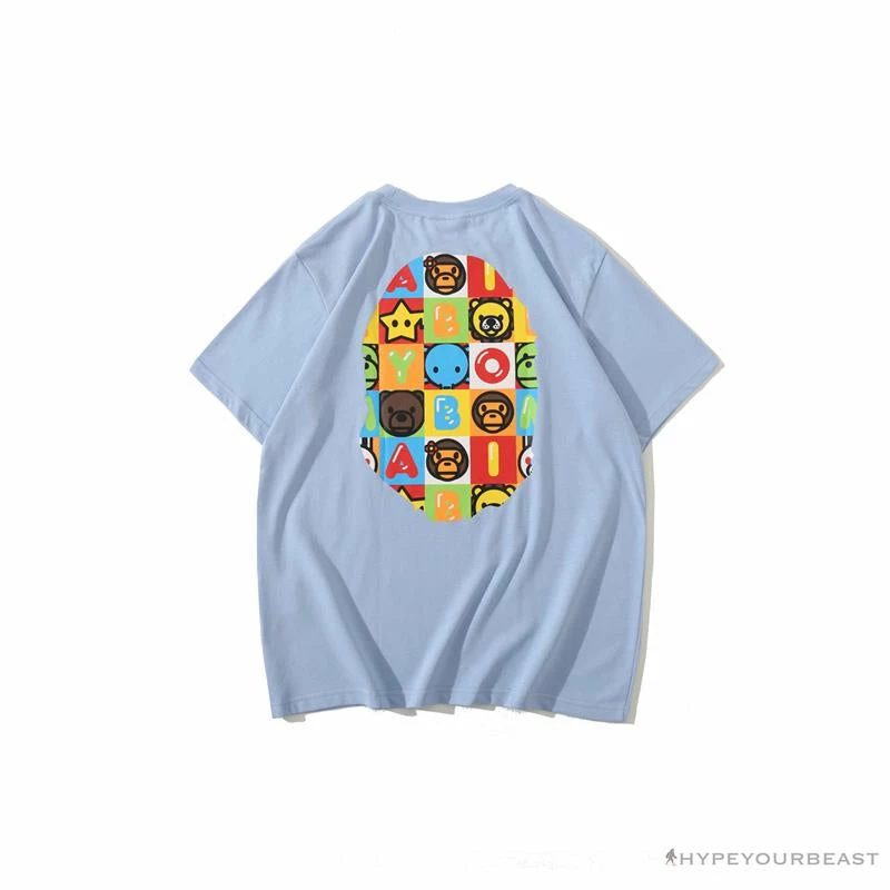 BAPE Baby Milo Color Square Ape Head Tee Shirt ‘BLUE’ Clothes