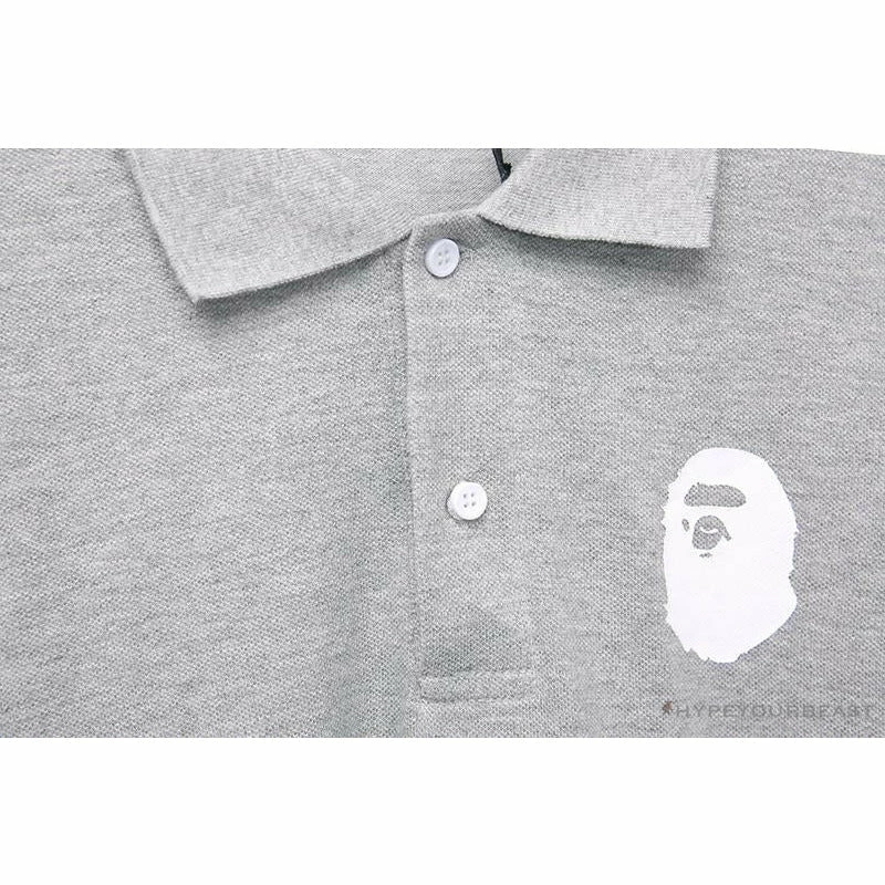 BAPE Classic Ape Head Print Versatile Polo Shirt ‘GREY’