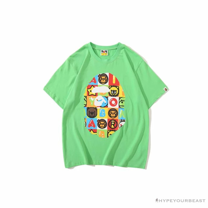 Clothes BAPE Baby Milo Color Square Ape Head Tee Shirt ‘GREEN’