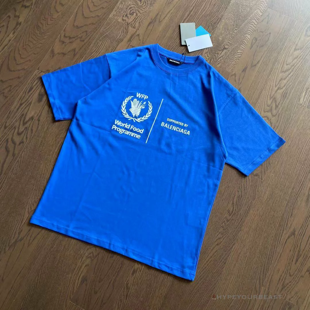bcg S*pport word food programme tee shirt blue