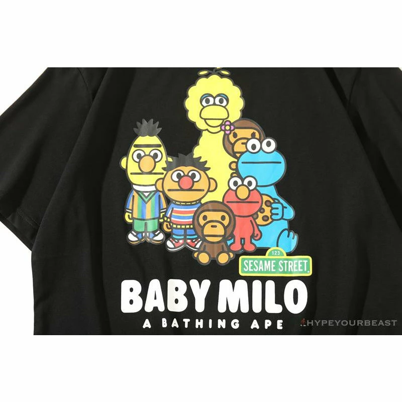 BAPE Baby Milo Sesame Street Plain Tee Shirt ‘BLACK’