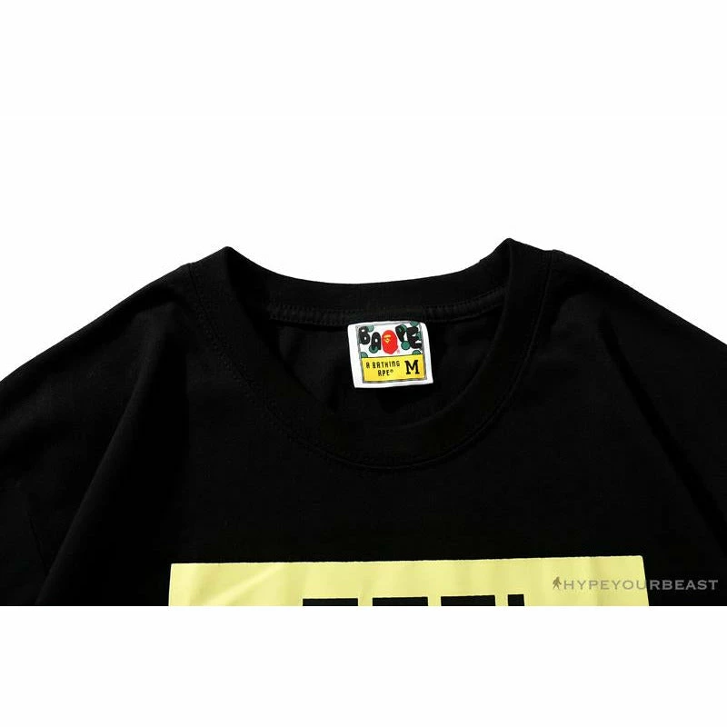Clothes BAPE Ape Head Blue X Yellow Contrast Letter Tee Shirt
