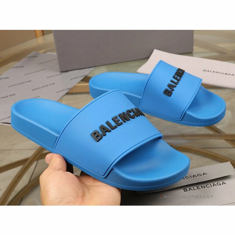 hypeyourbeast Ba*len*cia*ga slides bcg slides blue