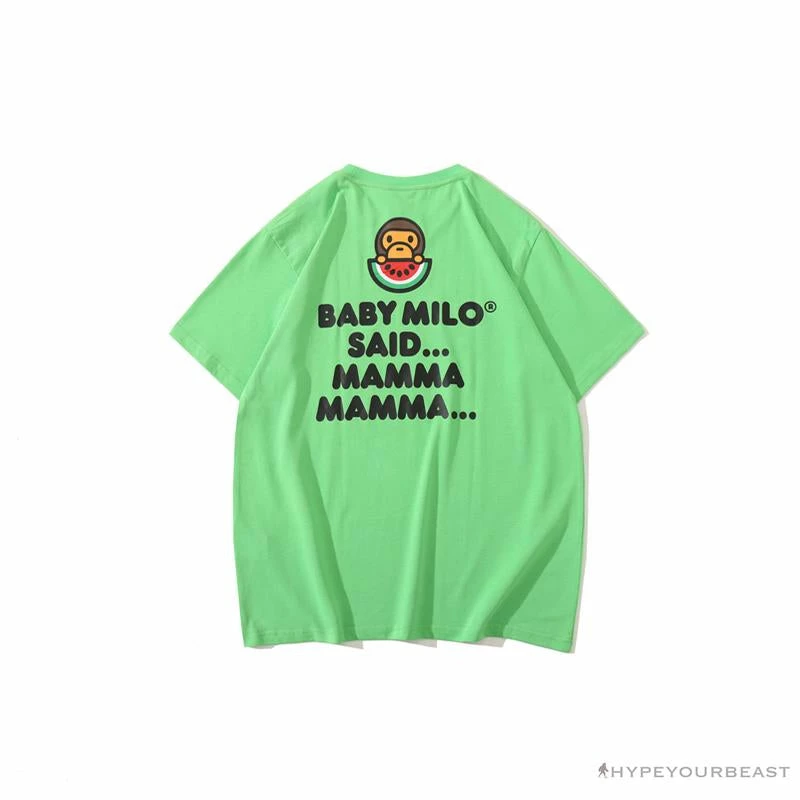 Clothes BAPE Baby Milo Watermelon Little Monkey Tee Shirt ‘GREEN’