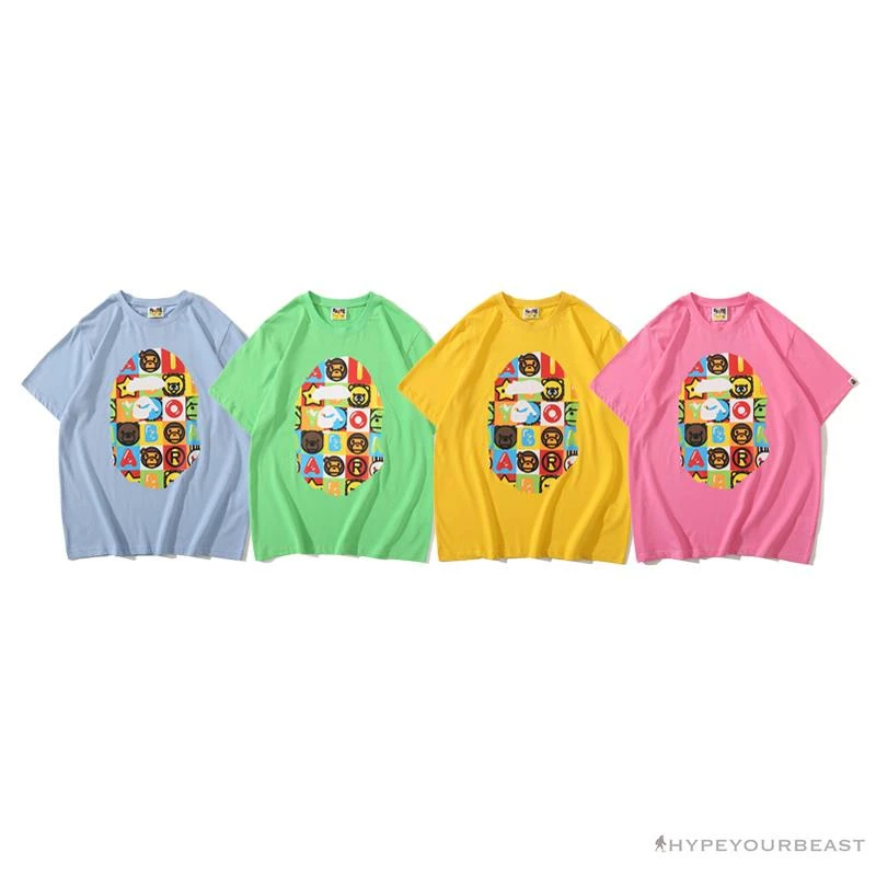 BAPE Baby Milo Color Square Ape Head Tee Shirt ‘BLUE’ Clothes