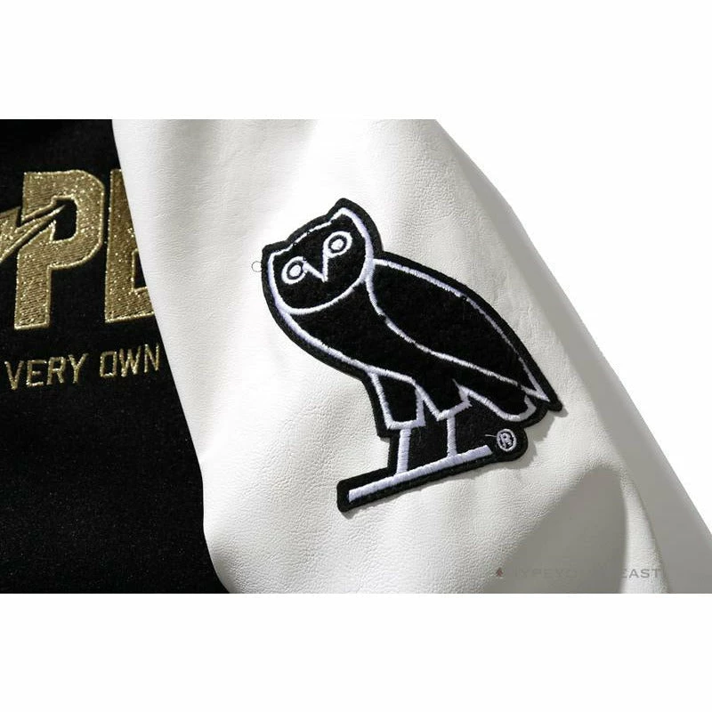 BAPE OVO Patchwork Baseball Owl Jacket Clothes
