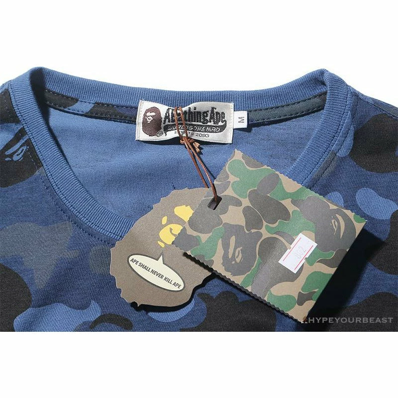 BAPE Camouflage Shark Head Classic Cotton Short Sleeve Tee Shirt ‘BLUE’ Clothes