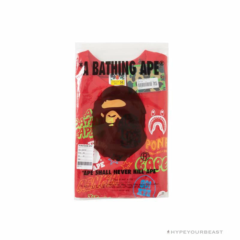 Clothes BAPE Street Graffiti Tee Shirt ‘RED’