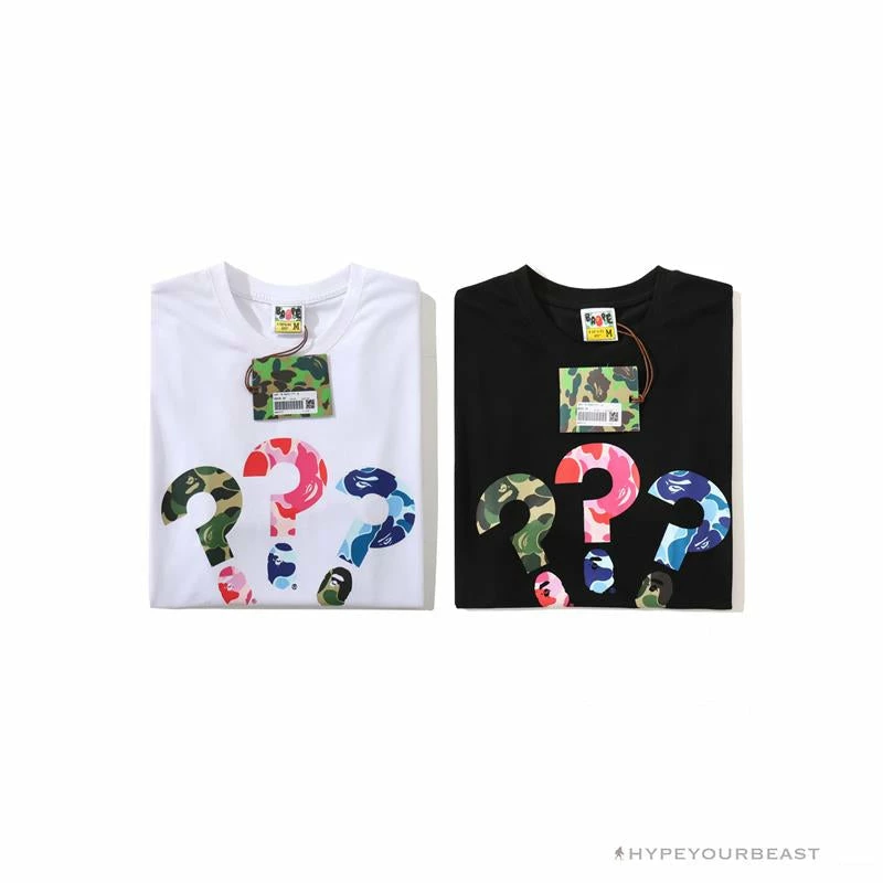 Clothes BAPE Camouflage Three-Color Question Mark Tee Shirt ‘BLACK’