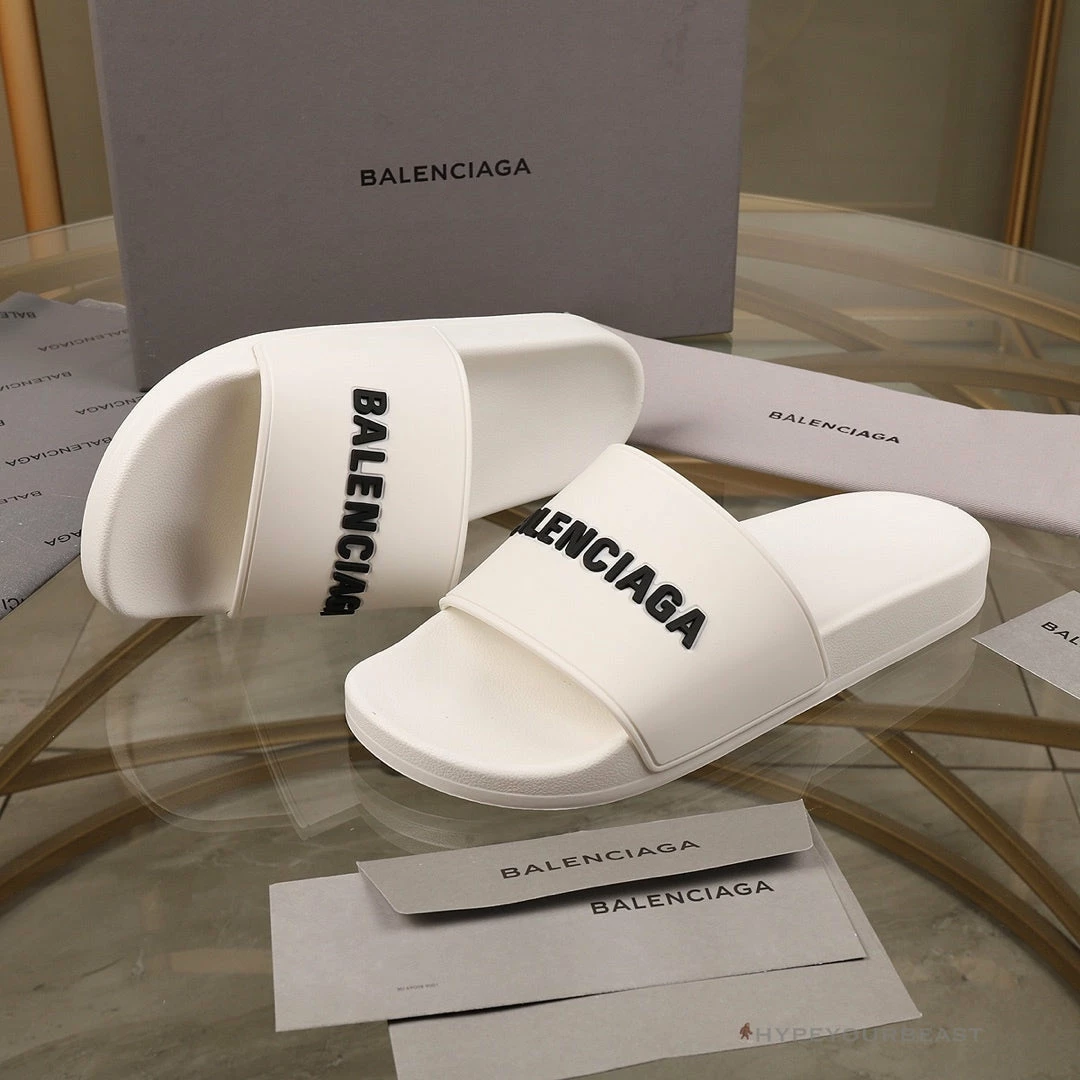 hypeyourbeast Ba*len*cia*ga slides bcg slides white