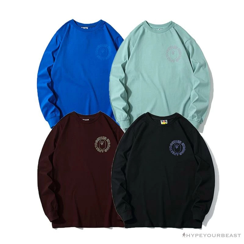 BAPE APES TOGETHER English Alphabet Ape Head Long Sleeve Shirt ‘WINE RED’ Clothes