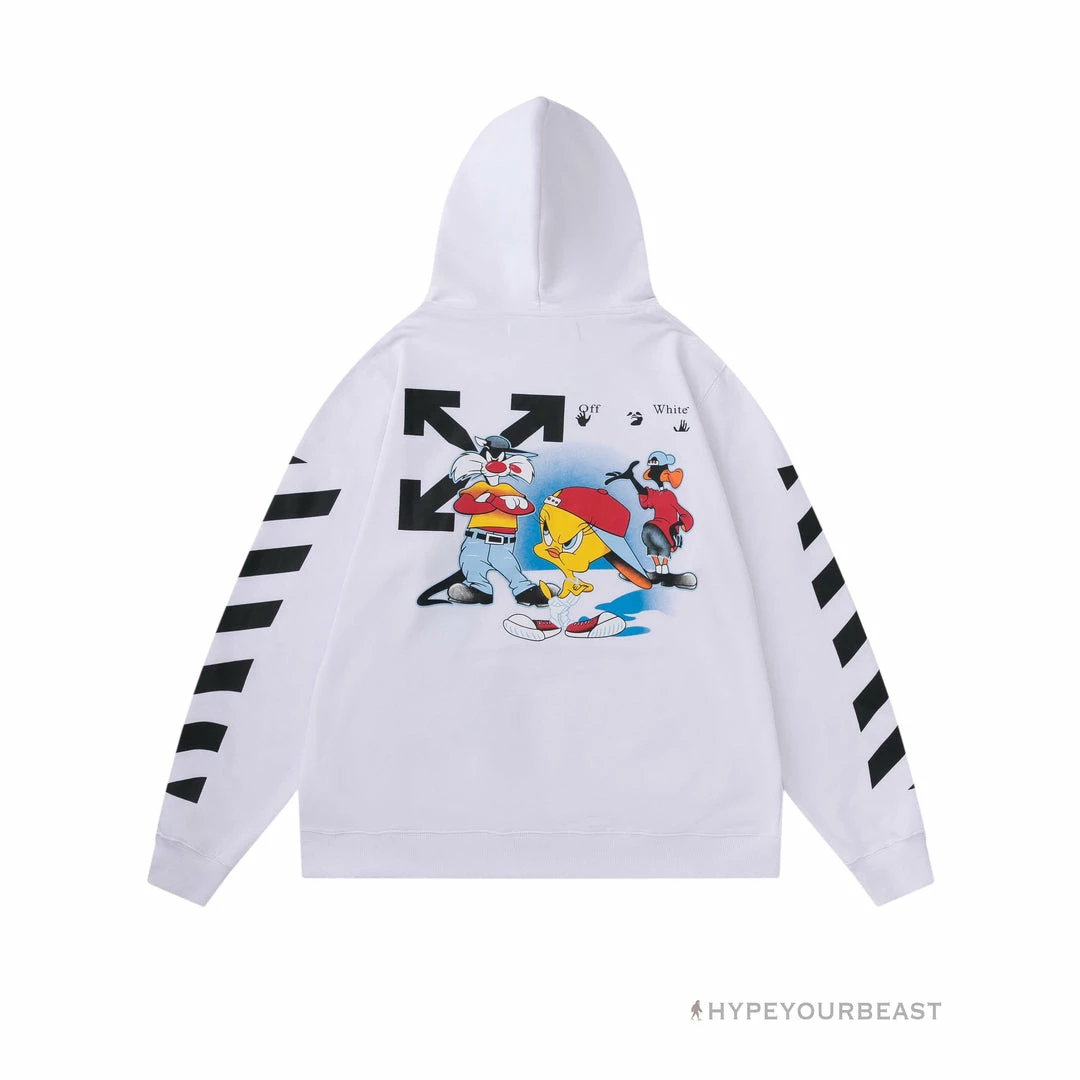HypeYourBeast Off White Hoodie Looney – White