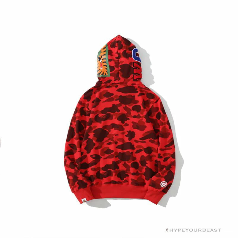 Clothes BAPE Camo Hoodie Shark Head ‘RED’