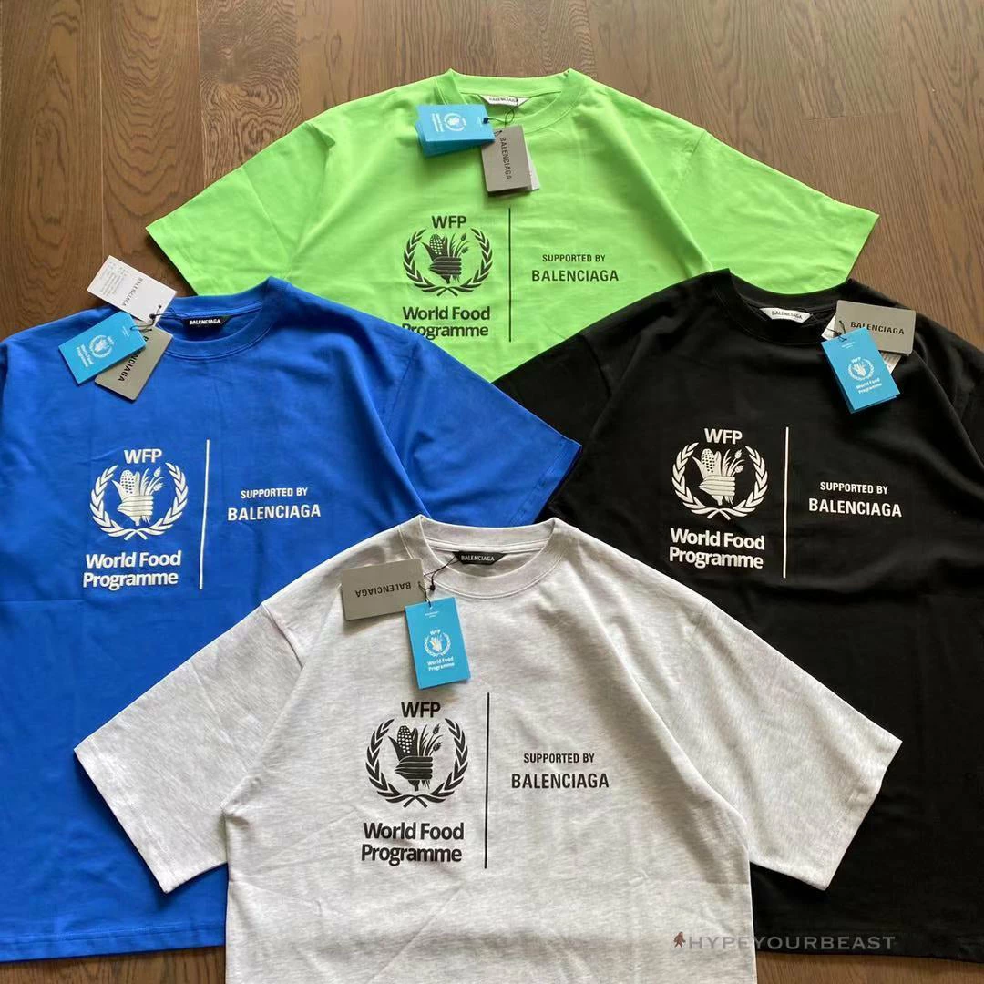 bcg S*pport word food programme tee shirt blue