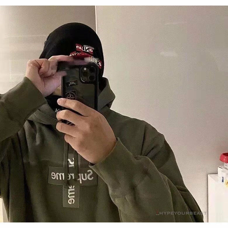 hypeyourbeast S*p*e cross box logo hoodie green