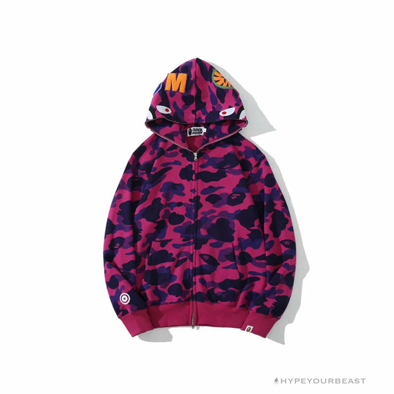 BAPE Camo Hoodie Shark Head ‘PURPLE’