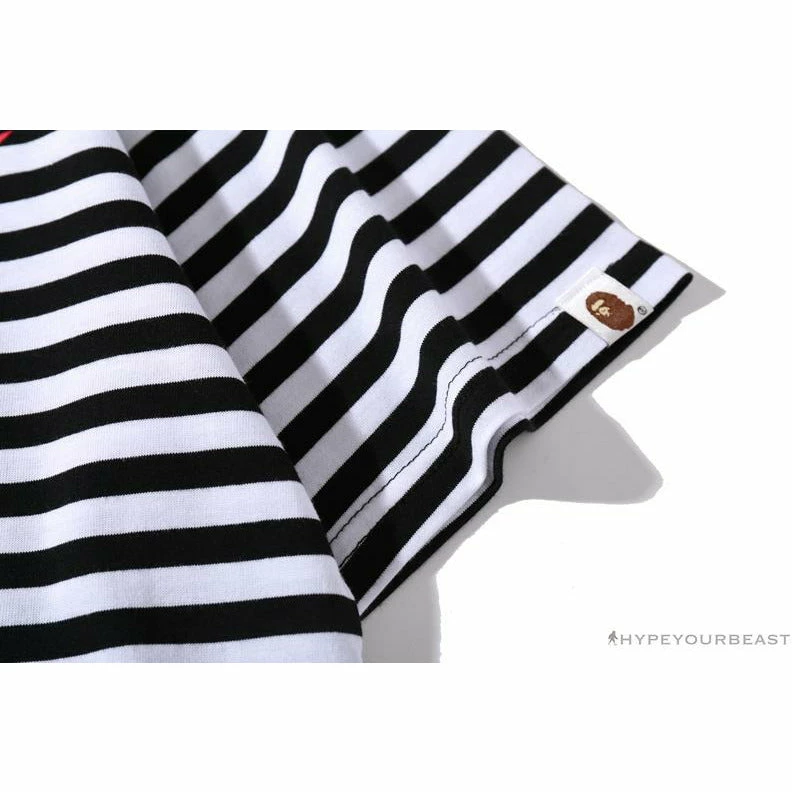 BAPE Baby Milo Rock Bass Player Striped Tee Shirt ‘BLACK’ Clothes