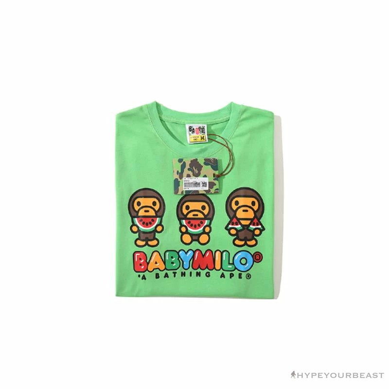 Clothes BAPE Baby Milo Watermelon Little Monkey Tee Shirt ‘GREEN’