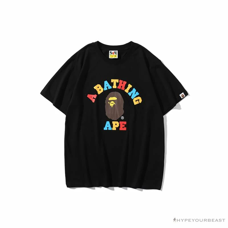 BAPE Little Ape Head Colorful Classic Tee Shirt ‘BLACK’ Clothes