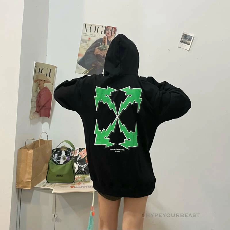 HypeYourBeast Hoodies & Jackets Off-White Green Hoodie – Black