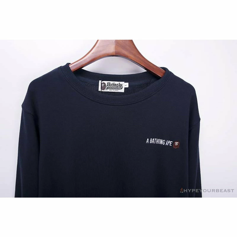 BAPE Behind The Great Ape-Man Head Long Sleeve Shirt ‘DARK BLUE’