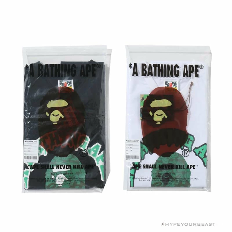 BAPE Paint Splash Green Camouflage Tee Shirt ‘WHITE’ Clothes